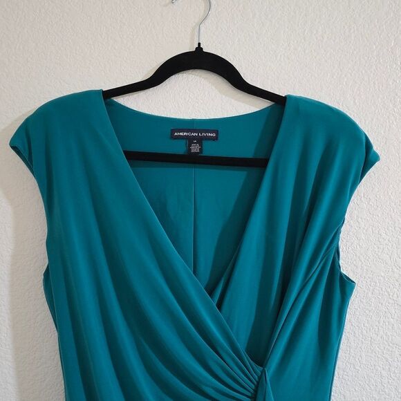 "American Living" Elegant Teal Draped Dress, Size 14. - Picture 3 of 12
